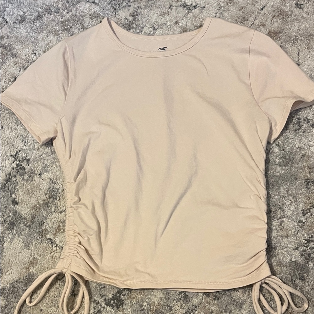 Hollister Women's Beige Ruched Tee